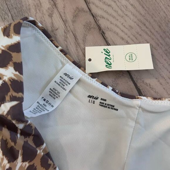 Aerie High Cut Cheeky Leopard Print Bikini Bottom NWT Size L - Picture 2 of 3